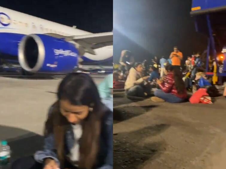 Indigo Mumbai airport get notice after video of people eating on tarmac goes viral Video : விமான ஓடுதளத்தில் உட்கார்ந்து சாப்பிட்ட பயணிகள்! விமான நிறுவனத்துக்கு நோட்டீஸ் - தொடரும் சர்ச்சை!