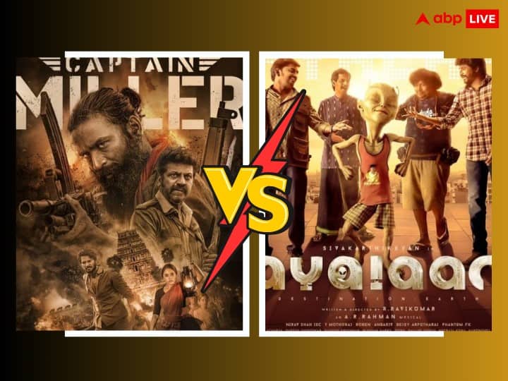 captain miller vs ayalaan box office collection day 4 Dhanush Film Fourth Day Collection Sivakarthikeyan Film Monday Collection amid hanuman guntur kaaram Captain Miller vs Ayalaan BO Collection Day 4: बॉक्स ऑफिस पर 'कैप्टन मिलर' और 'अयलान' के बीच बराबर की टक्कर!, दोनों फिल्मों के चौथे दिन का कलेक्शन जान रह जाएंगे हैरान