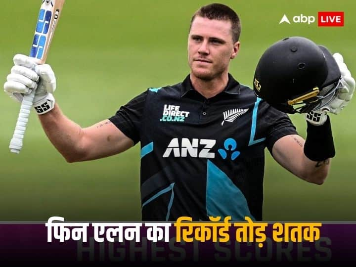 Finn Allen Century 137 runs against Pakistan 3rd T20I Dunedin NZ vs PAK Finn Allen Century: फिन एनल ने की पाकिस्तानी गेंदबाजों की जमकर धुलाई, 16 छक्कों के साथ बनाए 137 रन