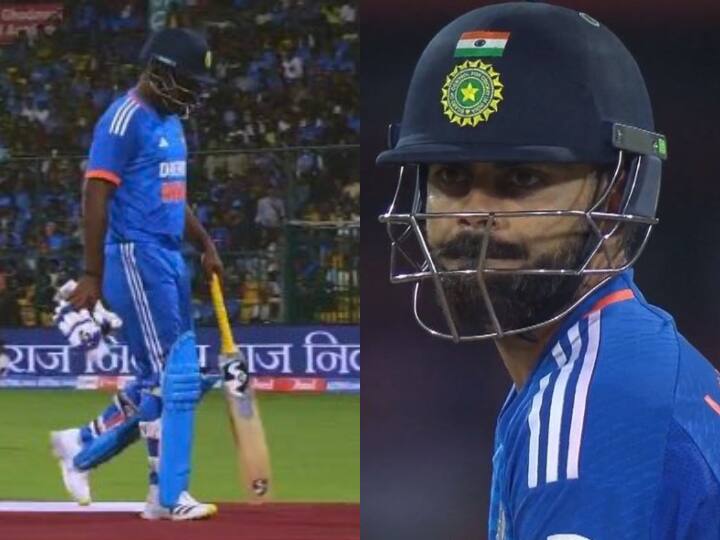 Indian Top order collapse in IND vs AFG 3rd T20I Virat Kohli and Sanju Samson out on golden duck Fareed Ahmad Malik IND vs AFG: तीसरे टी20 में भारत का टॉप ऑर्डर धवस्त, फरीद अहमद बने काल; कोहली-संजू गोल्डन डक पर आउट