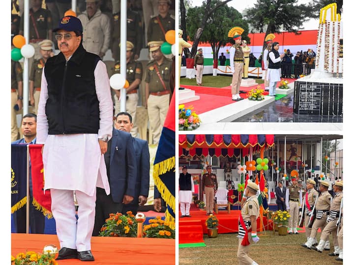 On the occasion of Police Week, a parade was organised at Agartala Arundhatinagar Manoranjan Debbarma Smriti Police Ground on Friday. Take a look at the celebrations.
