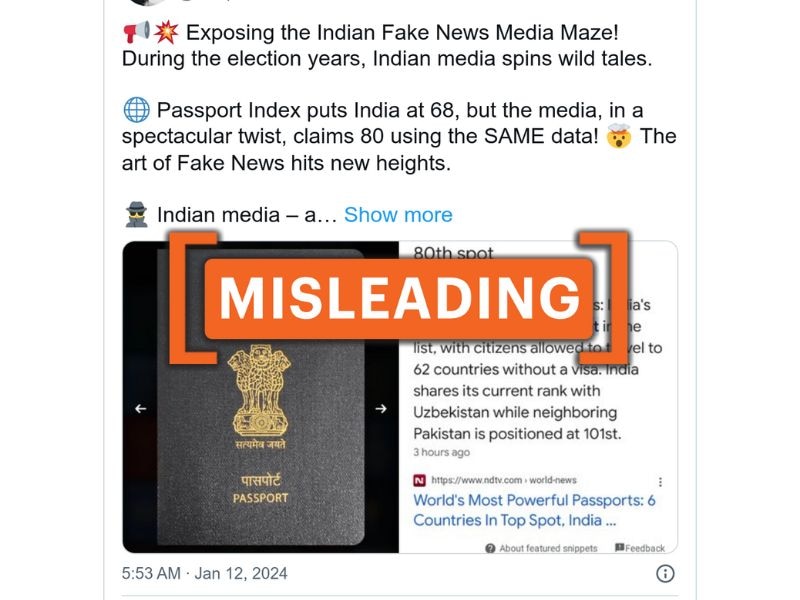 Fact Check: Misleading Data Presented To Claim Media Misreported India's Passport Ranking