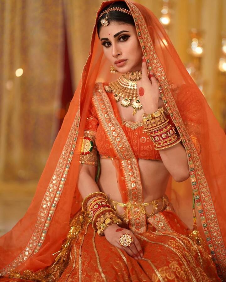 હાલમાં જ મૌનીએ તેના સોશિયલ મીડિયા એકાઉન્ટ પર નારંગી લહેંગામાં તસવીરો શેર કરી છે. આ લુકમાં મૌની ખૂબ જ સુંદર લાગી રહી છે.