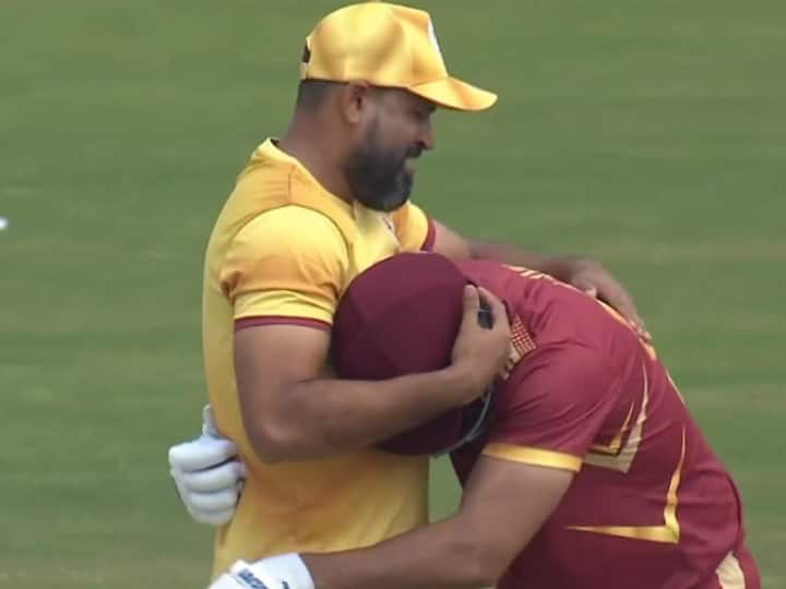 इरफान पठान ने भाई यूसुफ की गेंद पर जड़ा जोरदार छक्का और फिर लगे गले;  दोनों भाइयों में जमीन-आसमान का अंतर है.