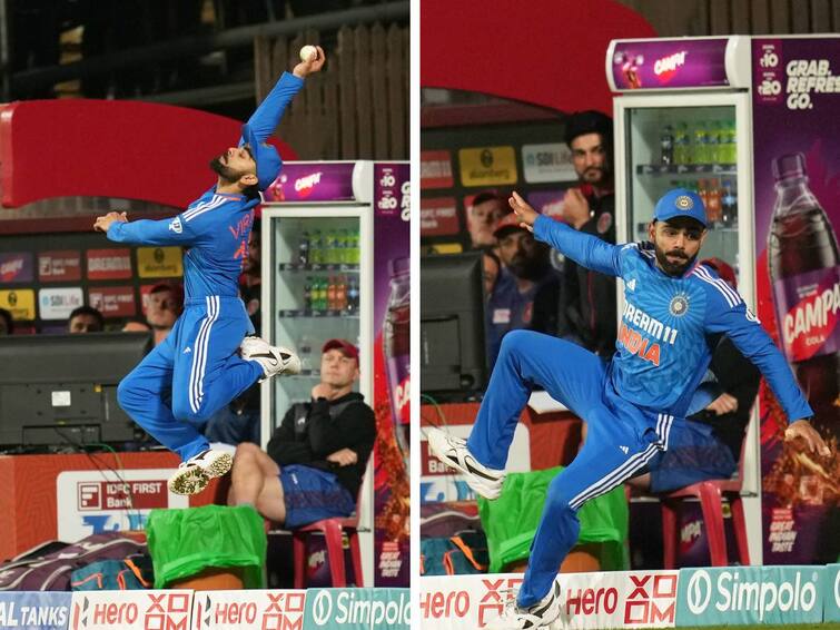 Virat Kohli Save Six changed the momentum towards India Video Viral Virat Kohli: பேட்டிங்கில் கோல்டன் டக்; ஃபீல்டிங்கில் தி பெஸ்ட்; வைரலாகும் விராட் கோலியின் வீடியோ