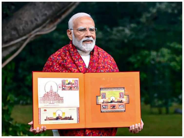 Ram Mandir Inauguration Live Updates Ayodhya Ramlala Pran Pratishtha <PM Modi Releases Stamps Ahead Of Ram Temple Inauguration> PM Modi Releases Commemorative Postage Stamps Ahead Of Ram Temple Inauguration