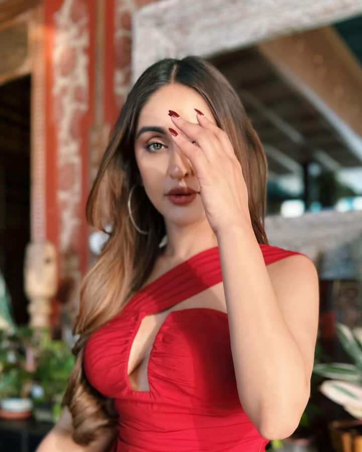 Krystle D Souza Shares Pics In Smoldering Red Hot Look