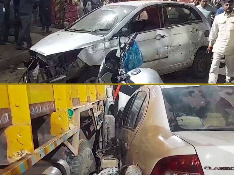chhatrapati sambhaji nagar Accident update Solapur - Dhule National Highway छ. संभाजीनगरमध्ये विचित्र अपघात, भरधाव ट्रकनं 3 कार, 7 दुचाकी आणि 1 रिक्षा उडवली, महिलेचा जागीच मृत्यू
