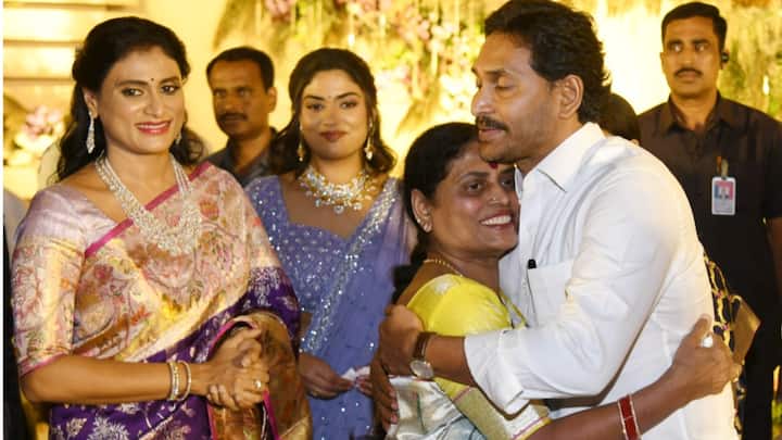 Andhra Pradesh Chief Minister Jagan Mohan Reddy participated in the engagement ceremony of YS Sharmila's son at Golconda Resort in Gandipet on Thursday.