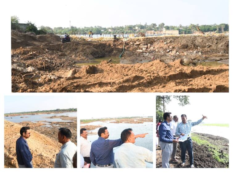 Thoothukudi news Flood relief works on banks of thamirabarani river Collector who conducted survey - TNN தாமிரபரணி ஆற்று கரையோரங்களில் வெள்ள சீரமைப்பு பணிகள்- ஆய்வு மேற்கொண்ட ஆட்சியர்