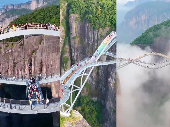 ruyi bridge in china is so dangerous everbody afraid to walk on it video goes viral Video: चीन के इस ब्रिज पर चलने के लिए चाहिए कलेजा, कमजोर दिल वाले इस जगह न जाएं, देखें खौफनाक वीडियो