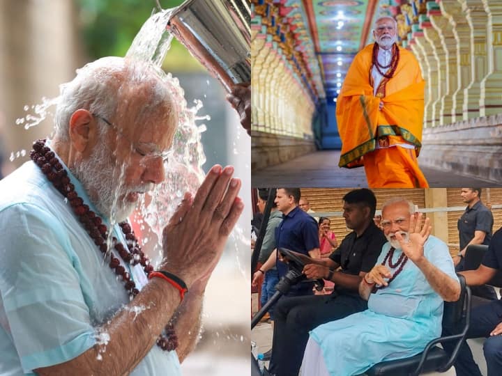 PM Modi in Rameshwaram: पीएम नरेंद्र मोदी की श्री रंगनाथस्वामी मंदिर में पूजा अर्चना करने की शानदार फोटो सामने आई है. इस दौरान पीएम पारंपरिक वेशभूषा में नजर आ रहे हैं.