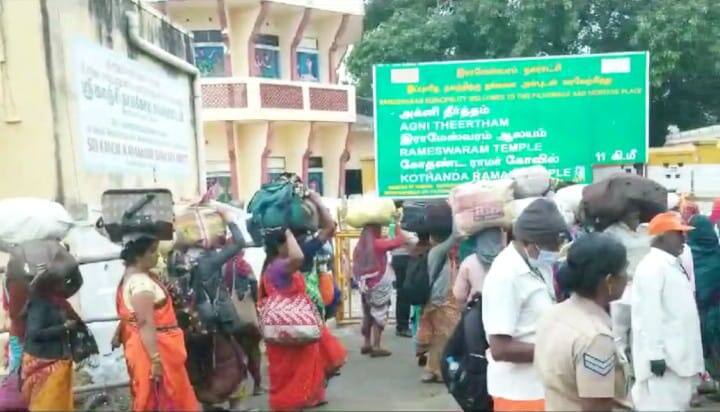PM Modi visit Rameswaram Ban on Sami darshan North indians devotees suffer - TNN PM Modi visit Rameswaram: ராமேஸ்வரத்தில் சாமி தரிசனத்திற்கு தடை - 1200 வட மாநில பக்தர்கள் தவிப்பு
