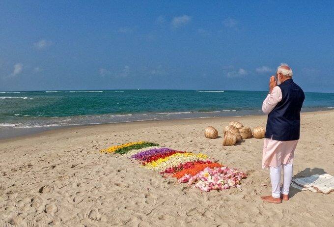 Arichal Munai is believed to be the location from from where the Ram Setu was erected. (Source: X/@narendramodi)