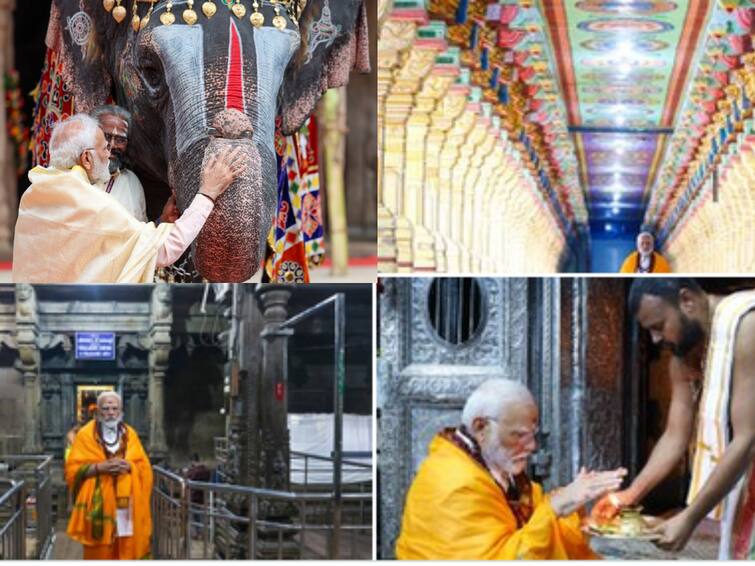 PM Modi visited Ramanathaswamy temple In Rameswaram Sea Bath In Agni Teertha రామేశ్వరంలోని రామనాథస్వామిని దర్శించుకున్న ప్రధాని మోదీ, అగ్ని తీర్థంలో సముద్ర స్నానం