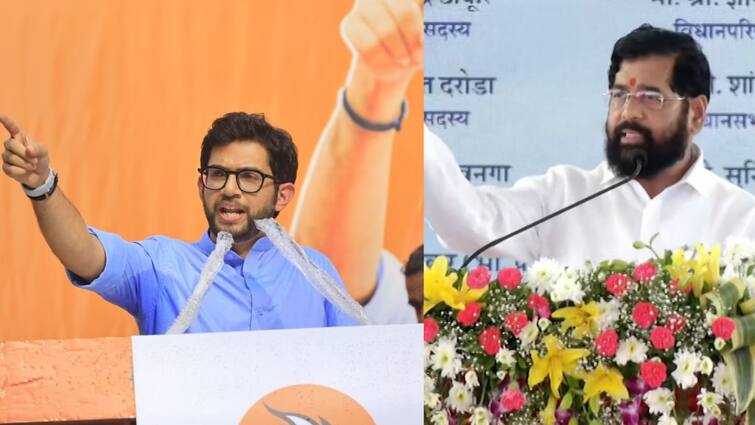 Aaditya Thackeray Shiv Sena Thackeray Group leader attacks on CM Eknath Shinde Maharashtra Politics detail marathi Aaditya Thackeray :  ज्या मुख्यमंत्र्यांनी गुजरातच्या आदेशावरुन महाराष्ट्राला लुटलं त्यांना आम्ही जेलमध्ये टाकू, आदित्य ठाकरेंचा घणाघात