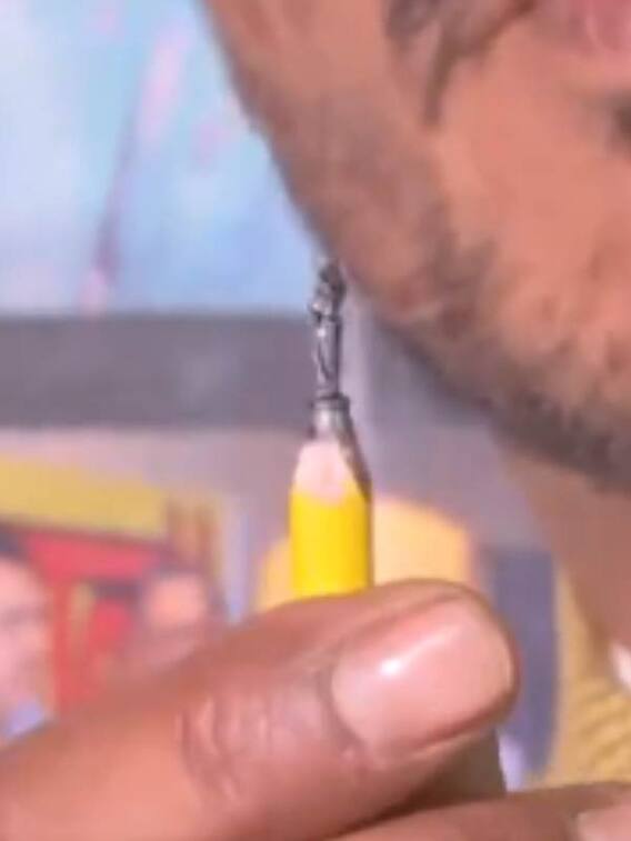 इस आर्टिस्ट ने पेंसिल की नोक पर बनाई भगवान राम की मूर्ति