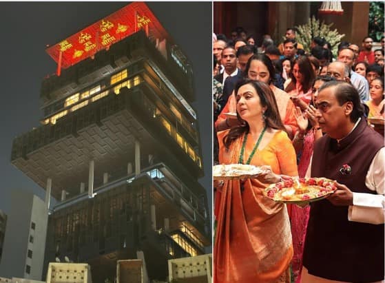 mukesh-ambanis-house-antilia-is-all-decked-up-before-ram-Mandir-pran-pratishtha Mukesh Ambani House Antilia: પ્રાણ પ્રતિષ્ઠા પહેલા રામમય થયું મુકેશ અંબાણીનું ઘર એન્ટિલિયા