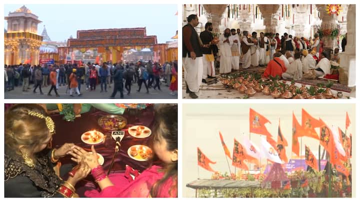 Ram Mandir Inauguration: Just a few hours are remaining now for the 'Pran Pratishtha' ceremony to begin. Have a look at some of the visuals from Ayodhya below.