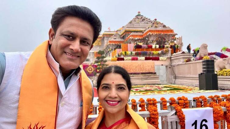 प्राण प्रतिष्ठा कार्यक्रम में शामिल होने अयोध्या पहुंचे कुंबले ने राम मंदिर के साथ फोटो शेयर की