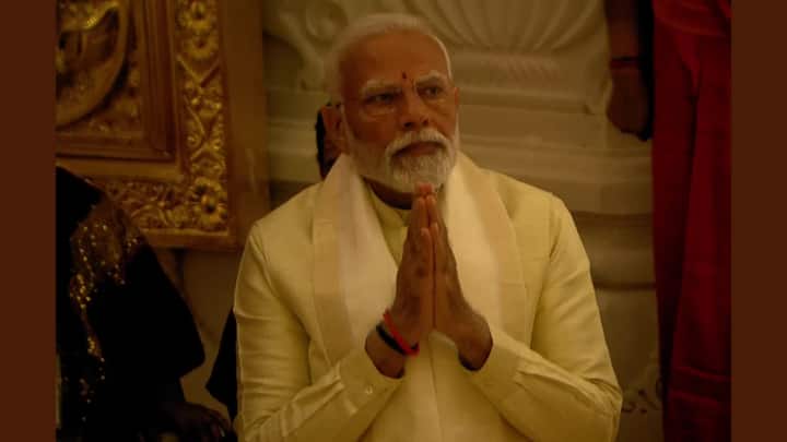 PM Modi sat during the rituals with a lotus in his folded hands. (Image Source: X/@ANI)