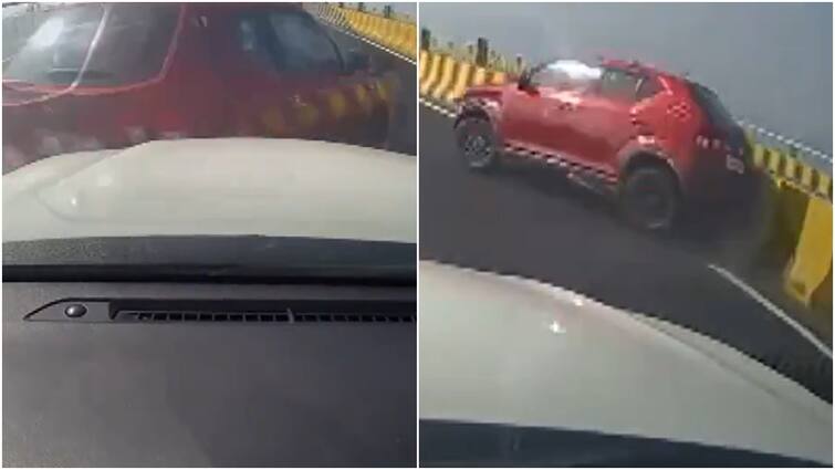 First Accident On Atal Setu Caught On Camera Car Collides With Divider And Flips Navi Mumbai Maharashtra Caught On Camera: First Accident On Mumbai's Atal Setu, Car Collides With Divider And Flips Over