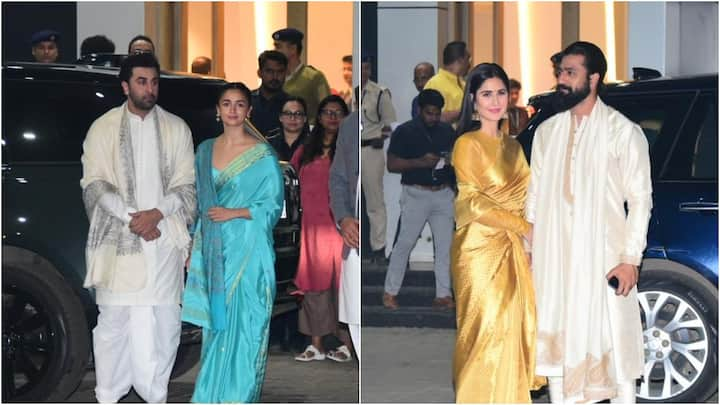 Celebrities arrived at Mumbai’s Kalina airport on Monday to head to Ayodhya for the Pran Prathistha ceremony,