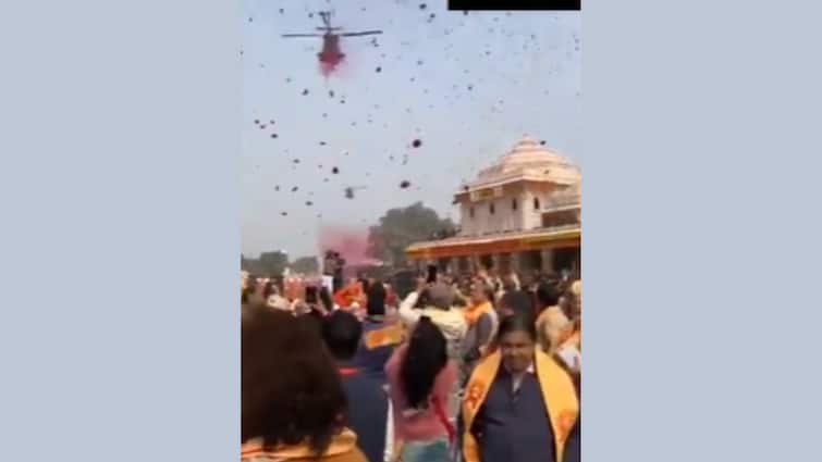 Ayodhya Ram Mandir Inauguration: IAF Choppers Shower Flower Petals On Ram Mandir Amid 'Jai Shri Ram' Chants Ayodhya Ram Mandir Inauguration: IAF Choppers Shower Flower Petals On Ram Mandir Amid 'Jai Shri Ram' Chants