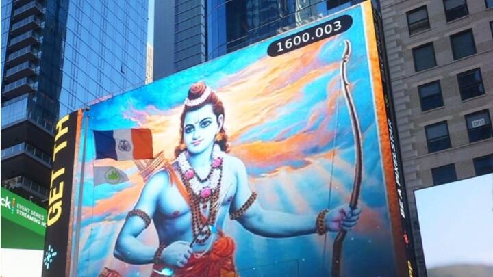 Billboards were lit up with Lord Ram's illustration in Times Square, New York. (Image Source: X/@ANI)
