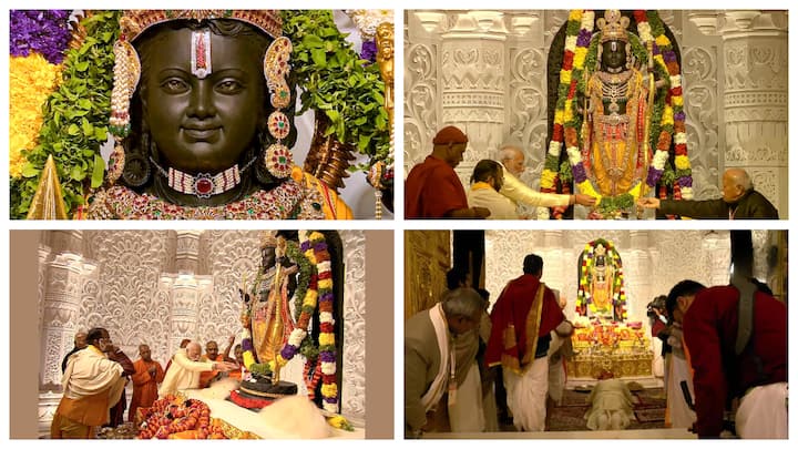 Ram Mandir Inauguration: Ram Lalla's idol was unveiled on Monday. Have a look at the photos of Lord Ram.