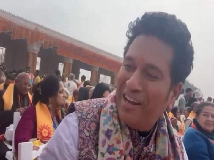 The grand inauguration of the Ram Temple in Ayodhya took place on Monday (January 22) with several respected personalities from all walks of life gracing the occasion. Members of the sporting fraternity also made it to Pran Prathistha ceremony of the temple. The biggest sporting legend who made it to event was Sachin Tendulkar.  (Image Credit: Times Now)