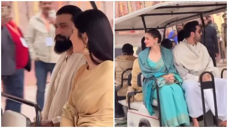 Ram Lalla Pran Pratishtha Ranbir Kapoor Alia Bhatt Vicky Kaushal Katrina Kaif troll for using cart for Ram Mandir Watch: पैदल जाने की बजाय गाड़ी से राम मंदिर में पहुंचने पर ट्रोल हुए Ranbir-Alia सहित विक्की-कैटरीना, लोग बोले- 'इतना भी नहीं चल सके'