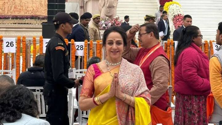 Veteran actor and BJP MP Hema Malini attended the Ram Temple inauguration ceremony and shared pictures from the same