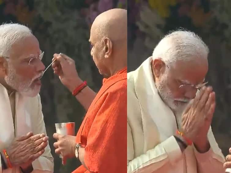 PM Modi breaks his 11 day Anushtan after ayodhya ram mandir Pran Pratishtha Ram Mandir: ప్రాణ ప్రతిష్ఠ తరవాత ప్రధాని మోదీ ఆ తీర్థం ఎందుకు తీసుకున్నారో తెలుసా?