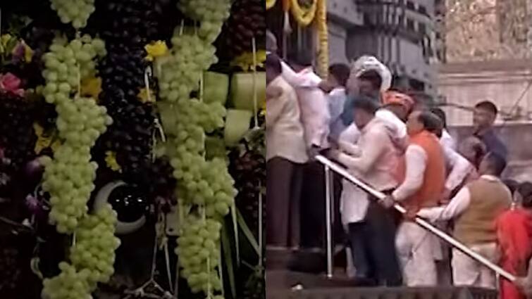 Kalaram Mandir grapes Decoration for Ayodhya Ram mandir inauguration Nashik maharashtra marathi news Kalaram Mandir : काळाराम मंदिरात आकर्षक द्राक्षांची सजावट; दर्शनासाठी भाविकांच्या लांबच लांब रांगा