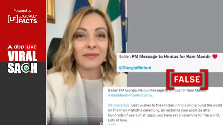 Italian PM Meloni Video Message Birthday Falsely Linked With Ram Temple Event Fact Check: Italian PM Meloni's Video Message On Birthday Falsely Linked With Ram Temple Event