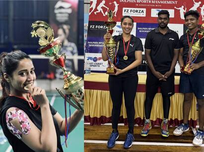 Nivetha Pethuraj Badminton mixed double champions photos Viral Nivetha Pethuraj: நடிப்பு மட்டுமல்ல விளையாட்டிலும் நான் கில்லி.. அசத்திய நிவேதா பெத்துராஜ்!