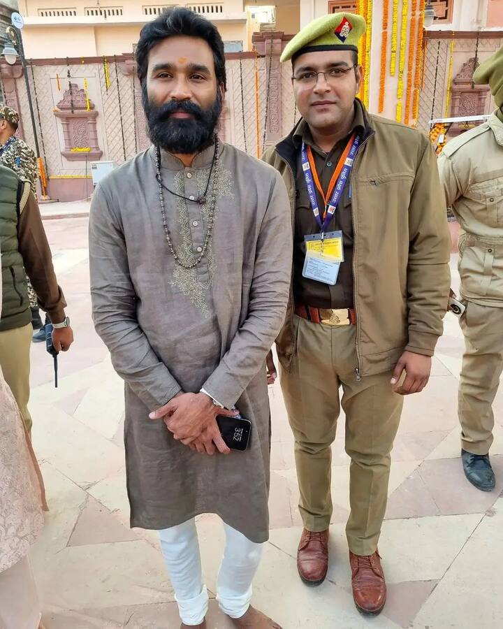 South stars also marked their presence at the much-awaited Ram Mandir inauguration ceremony. Dhanush arrived in a grey kurta pyjama.