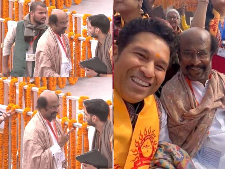 Superstar Rajinikanth  video viral in Shri Ram Janmabhoomi Temple in Ayodhya Rajinikanth: கேட்டும் கிடைக்காத இடம்.. டக்குன்னு மாறிய ரஜினியின் முகம் - அயோத்தியில் நடந்த அதிர்ச்சி சம்பவம்!