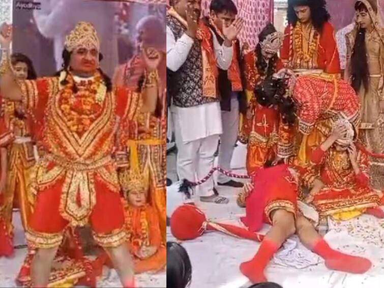 A Person Died Of Heart Attack Whil Performing Role Of Hanuman During Ramleela Watch Video: ராமாயணம் நடிக்கும்போது மாரடைப்பு! அயோத்தி ராமர் கோயில் கொண்டாட்டத்தில் நாடக நடிகர் மரணம்!