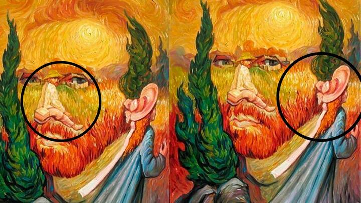 चलिए अगर आप अभी भी नहीं पता कर पाए हैं. तो हम आपको बता देते हैं. तस्वीर में विंसेंट वैन गॉग की नाक का जो हिस्सा है. वहां आप देखेंगे तो वहां आपको एक शख्स दिखेगा जो कि विंसेंट वैन गॉग ही है. वहीं तस्वीर में विंसेंट वैन गॉग के कोट के हिस्से की जगह आपको एक लड़की दिखाई देगी.