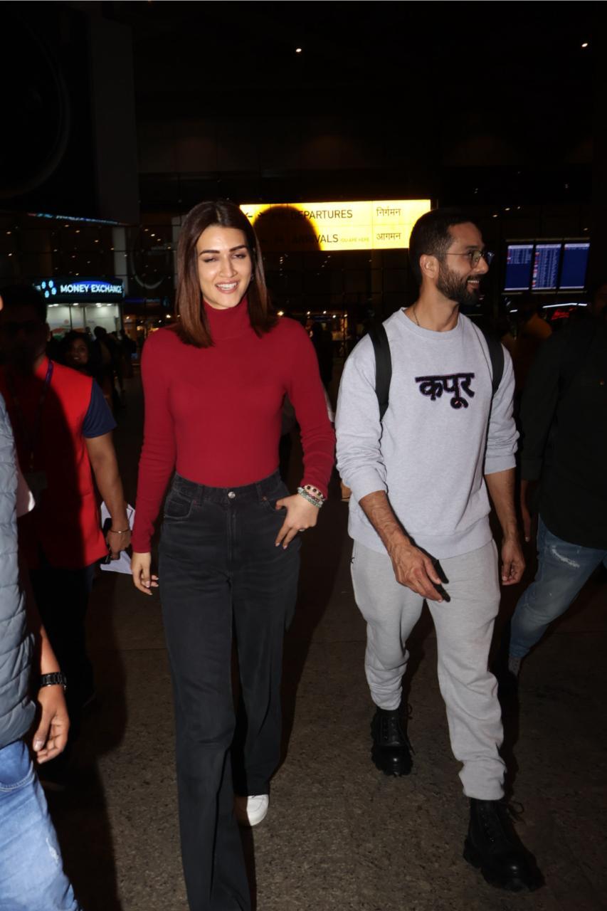 Shahid Kapoor, Kriti Sanon Spotted At Airport For Teri Baaton Mein Aisa ...