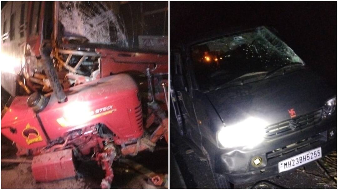 Ahmednagar Accident Tractor ST bus and Eco car accident in Ahmednagar Six people died marathi news मोठी बातमी! अहमदनगरमध्ये तिहेरी अपघात; सहा जणांचा मृत्यू, घटनास्थळी पोलीस दाखल