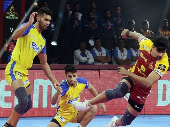Tamil Thalaivas vs  Telugu Titans LIVE Updates Pro Kabaddi League 2023-24 PKLSeason10 Tamil Thalaivas vs Telugu Titans LIVE:  தெலுகு டைட்டன்ஸை துவம்சம் செய்து தமிழ் தலைவாஸ் ஹாட்ரிக் வெற்றி