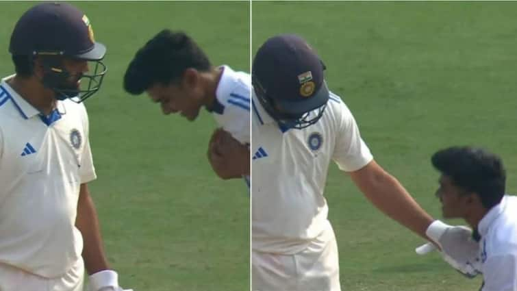 Fan Touches Rohit Sharma Feet Viral Video Virat Kohli Jersey IND vs ENG 1st Test Hyderabad