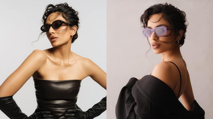 Sobhita Dhulipala treated fans with pictures in a black outfit sporting various sunglasses
