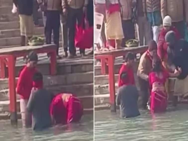 Shocking Video 5 years old boy Drowns As Family Forces Him To Take Ganga Dip To Cure Blood Cancer 'புற்றுநோய் குணமாகும்’ - கங்கை நதிநீரில் மூழ்க வைத்த பெற்றோர் - பறிபோன சிறுவனின் உயிர்!