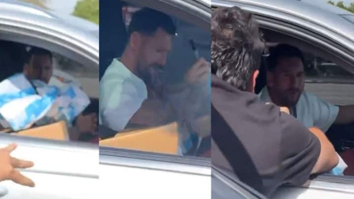Lionel Messi Signs Argentina Jersey For Fan Viral Video Traffic Jam Inter  Miami
