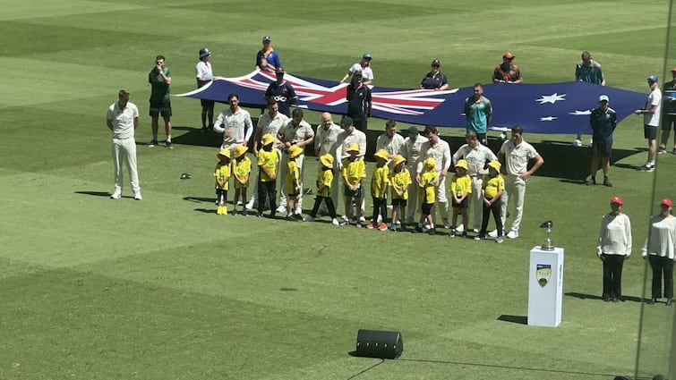 COVID 19 Positive Cameron Green Keeps Distance From Australia Teammates During National Anthem AUS vs WI 2nd Test COVID Positive Cameron Green Keeps Distance From Australia Teammates During National Anthem, Pic Goes Viral