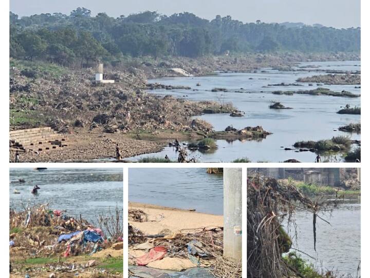 Tamiraparani  river of life is in a state of loss of life  suffocation of garbage - TNN Thamirabarani River: ஜீவனை இழக்கும் நிலையில் வற்றாத ஜீவநதி தாமிரபரணி- குப்பைகளால் மூச்சு திணறும் நிலை
